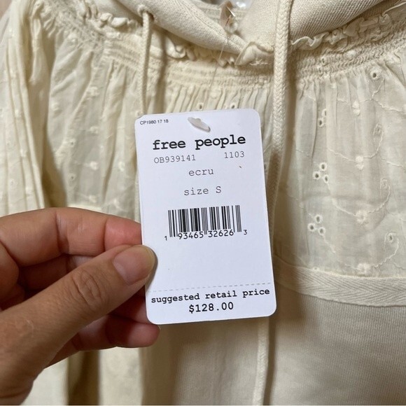 Free People Piper Hooded Pullover  in Ecru S NWT - Picture 5 of 14